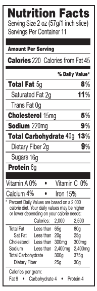 Butter Braid double chocolate pastry nutritionals
